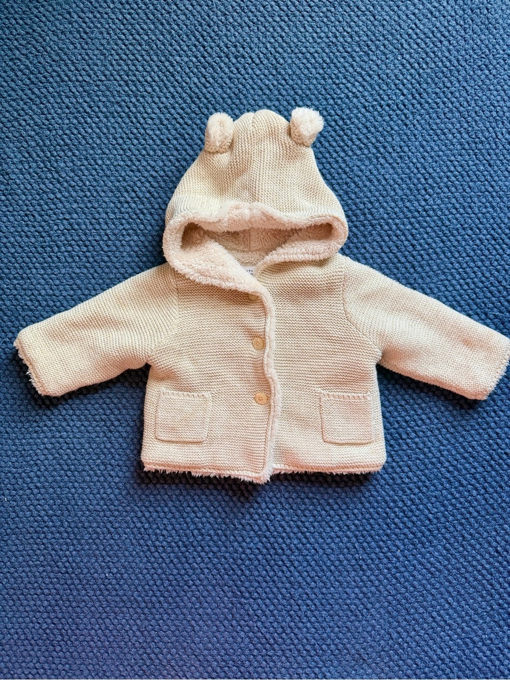GAP Cream Hooded Sherpa-Trim Baby Puffer Jacket with Ears